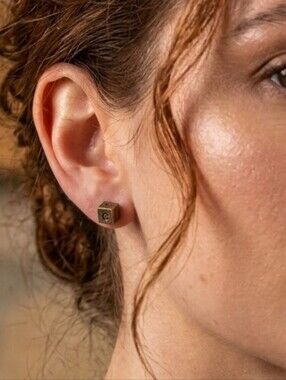 Handcrafted Gamer D6 Metal Dice Stud Earrings